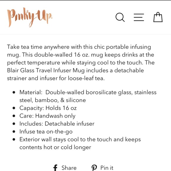 Pinky Up Blair Garden Party Glass Infuser Mug - Picture 3 of 7